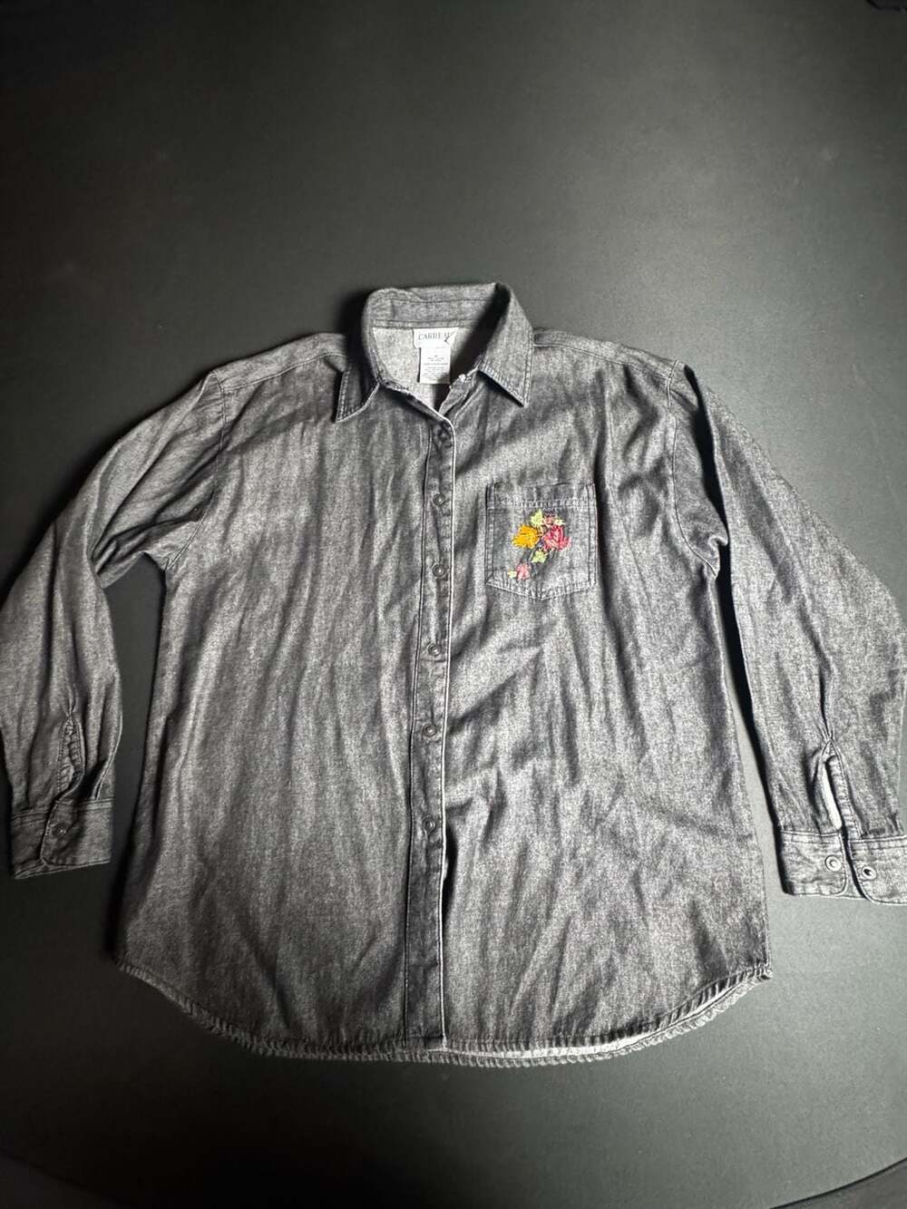 Carreau Sport Women's Size M Embroidered Leaf Denim Shirt
